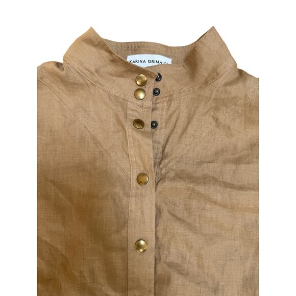 (M)‎ $395 Karina Grimaldi Saraswati Mini Dress 100% Linen - Picture 5 of 8